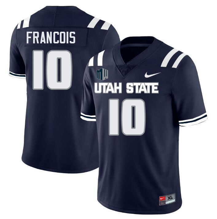Utah State Aggies #10 Jaiden Francois College Football Jerseys Stitched Sale-Navy